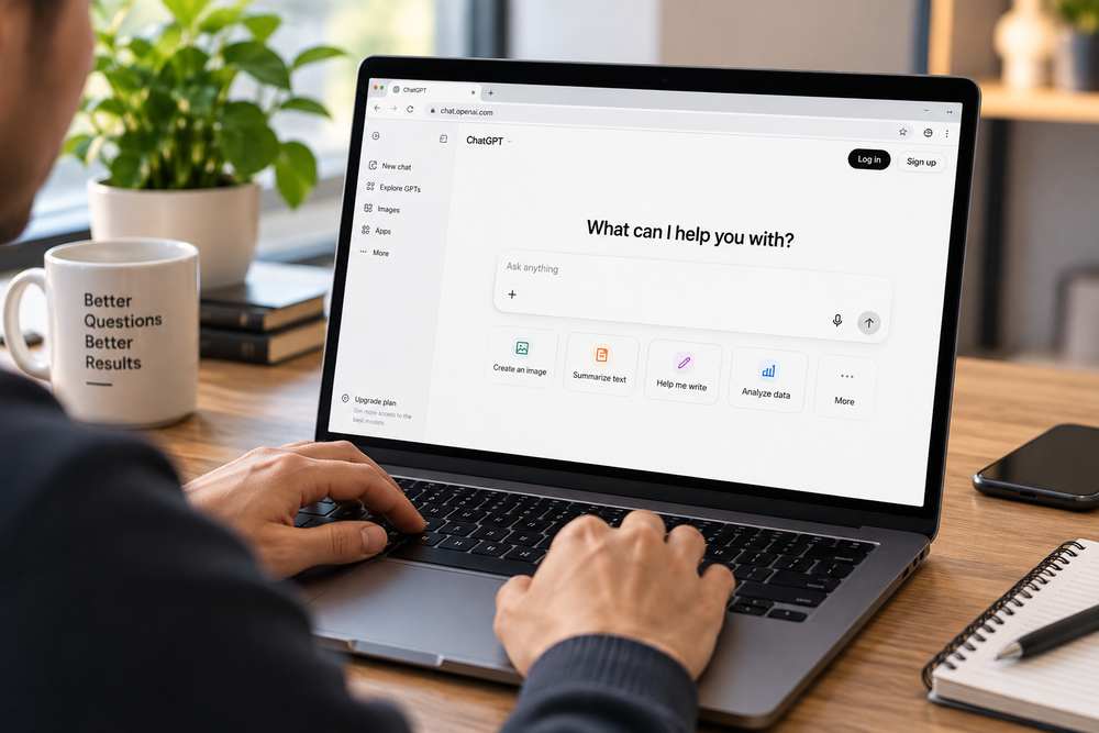 ChatGPT search results on a laptop